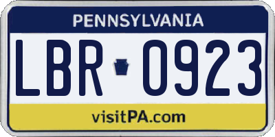 PA license plate LBR0923