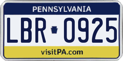 PA license plate LBR0925