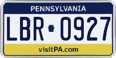 PA license plate LBR0927