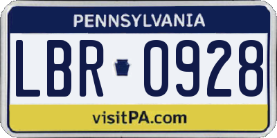 PA license plate LBR0928