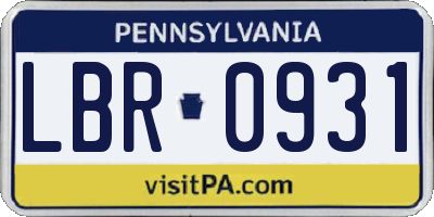 PA license plate LBR0931