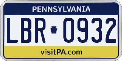 PA license plate LBR0932