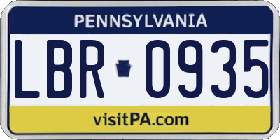 PA license plate LBR0935
