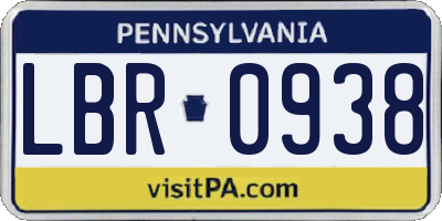 PA license plate LBR0938