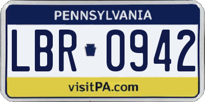 PA license plate LBR0942