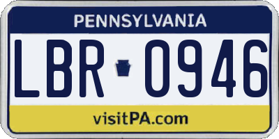PA license plate LBR0946
