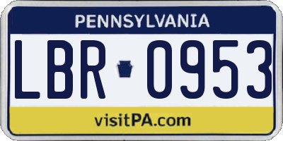 PA license plate LBR0953