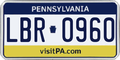 PA license plate LBR0960