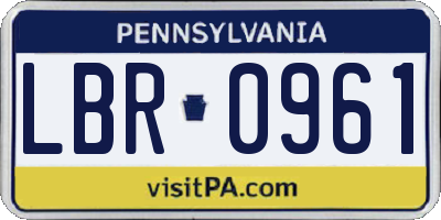 PA license plate LBR0961