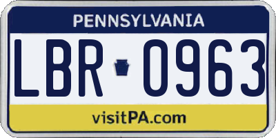 PA license plate LBR0963