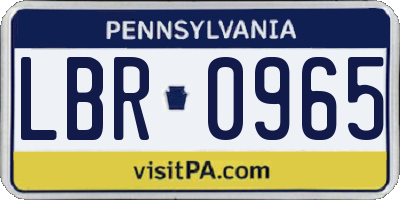 PA license plate LBR0965