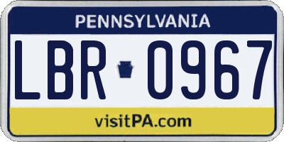 PA license plate LBR0967