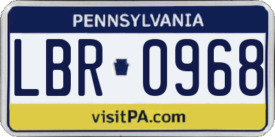 PA license plate LBR0968