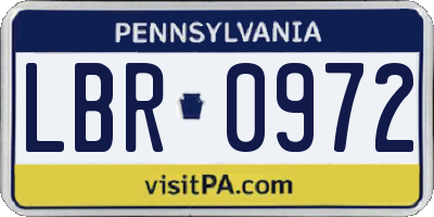 PA license plate LBR0972