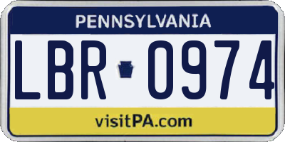 PA license plate LBR0974