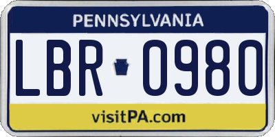 PA license plate LBR0980