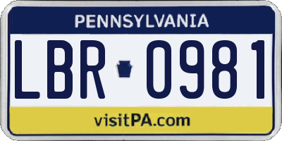 PA license plate LBR0981