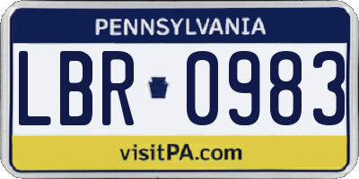 PA license plate LBR0983