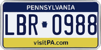 PA license plate LBR0988