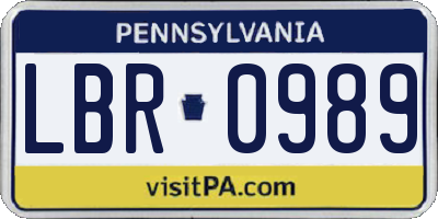 PA license plate LBR0989