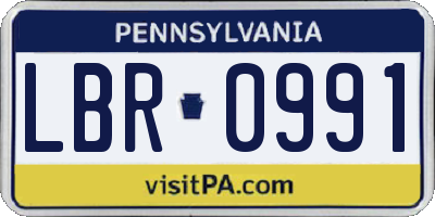 PA license plate LBR0991