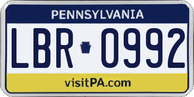 PA license plate LBR0992