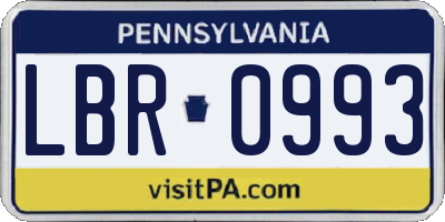 PA license plate LBR0993