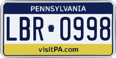 PA license plate LBR0998