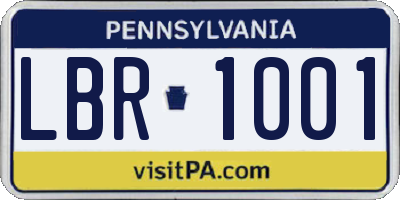 PA license plate LBR1001
