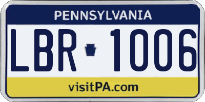 PA license plate LBR1006