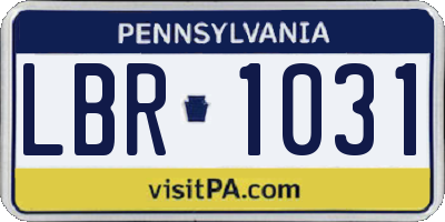 PA license plate LBR1031