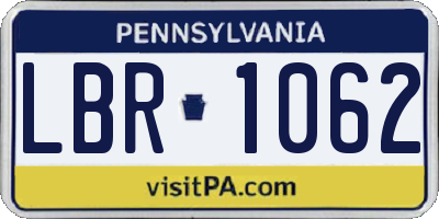 PA license plate LBR1062
