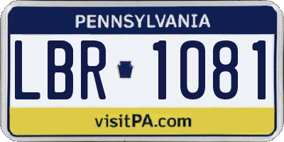 PA license plate LBR1081