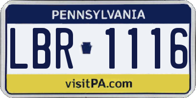 PA license plate LBR1116