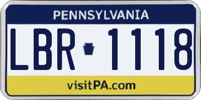 PA license plate LBR1118