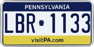 PA license plate LBR1133