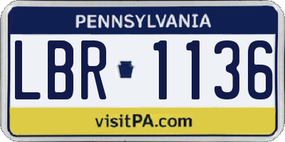 PA license plate LBR1136