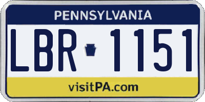 PA license plate LBR1151