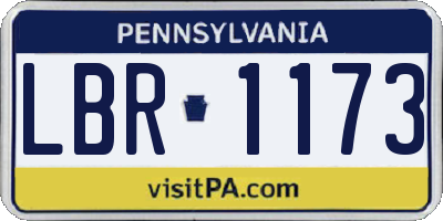 PA license plate LBR1173