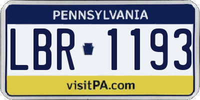 PA license plate LBR1193