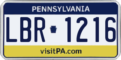 PA license plate LBR1216
