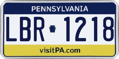 PA license plate LBR1218