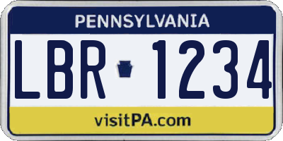 PA license plate LBR1234