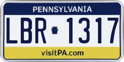 PA license plate LBR1317