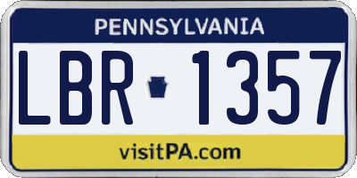 PA license plate LBR1357