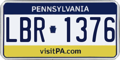 PA license plate LBR1376