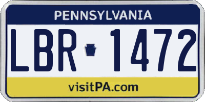 PA license plate LBR1472