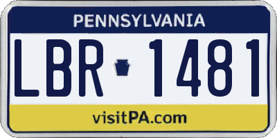 PA license plate LBR1481