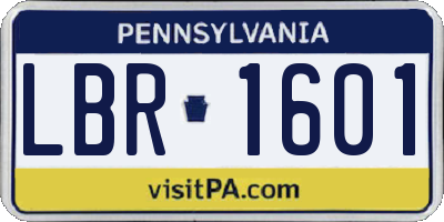 PA license plate LBR1601