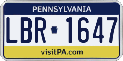 PA license plate LBR1647